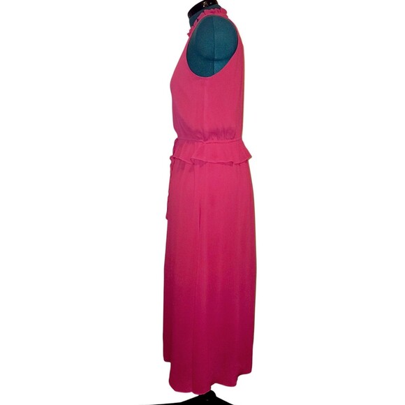 Sam Edelman Women NEW Satin Sleeveless MIDI Glam Mobwife Dress Fushia Pink SZ 10 - Picture 4 of 8